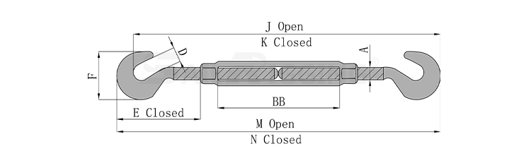 US TYPE TURNBUCKLE WITH HOOK & HOOK