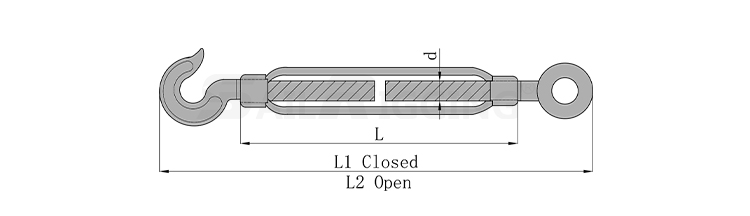 COMMERICAL TYPE TURNBUCKLE WITH HOOK & EYE