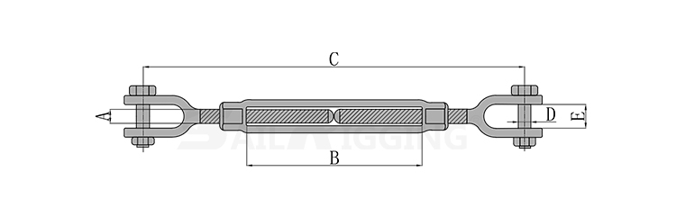 SS US TYPE TURNBUCKLE WITH JAW & JAW