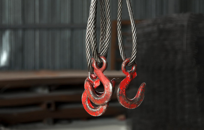 metal hooks with wire rope
